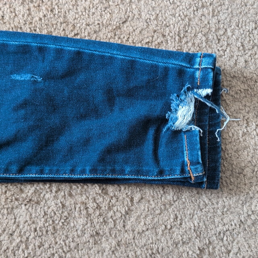 KanCan Women's Distressed Dark Blue Denim Jeans - Picture 6 of 8